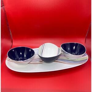 Diane Von Furstenberg~DVF~ Dipping Bowls with Matching Serving Tray~4 Piece Set
